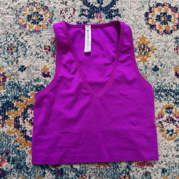 Athleta Pink Aurora‎ Crop Rib Tank Women's Size Small Athleisure Sports - Picture 1 of 6